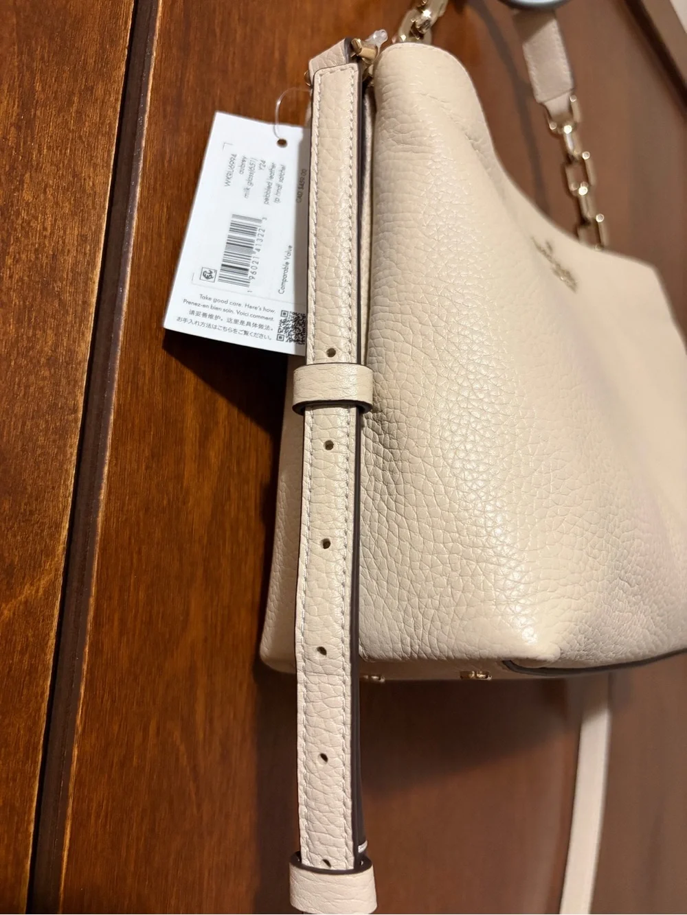 kate spade Aubrey Cream “Milk Glass” Pebbled  Leather Crossbody Shoulder Bag